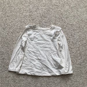NWOT Cat and Jack Cream Long Sleeve Tee Eyelet Trim 4T